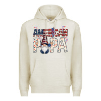 Oatmeal Heather american papa with gnome Premium Hoodie - NancyCooperArtShop