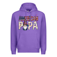 Purple american papa with gnome Premium Hoodie - NancyCooperArtShop
