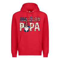 Red american papa with gnome Premium Hoodie - NancyCooperArtShop