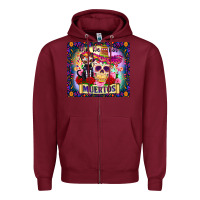 Burgundy dia de los muertos Zipper Hoodie - Zillion Design Studio