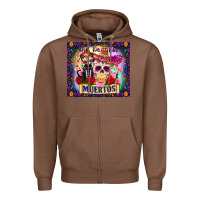 Chestnut dia de los muertos Zipper Hoodie - Zillion Design Studio