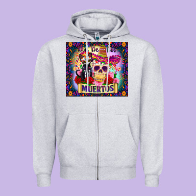 Dia De Los Muertos Zipper Hoodie Designed By Zillion Design Studio