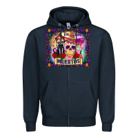 Navy dia de los muertos Zipper Hoodie - Zillion Design Studio