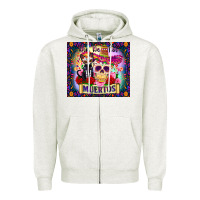 Oatmeal Heather dia de los muertos Zipper Hoodie - Zillion Design Studio