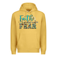 Antique Gold faith over fear with cross Premium Hoodie - BarkalooDesign
