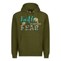 Army Green faith over fear with cross Premium Hoodie - BarkalooDesign