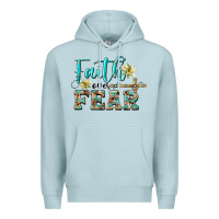 Blue Mist faith over fear with cross Premium Hoodie - BarkalooDesign