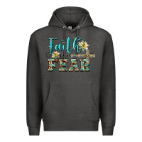 Charcoal Heather faith over fear with cross Premium Hoodie - BarkalooDesign