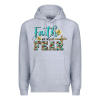 Heather Grey faith over fear with cross Premium Hoodie - BarkalooDesign