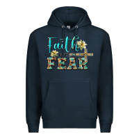 Navy faith over fear with cross Premium Hoodie - BarkalooDesign