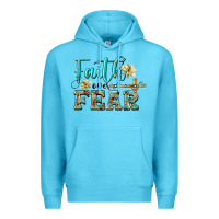 Ocean Blue faith over fear with cross Premium Hoodie - BarkalooDesign