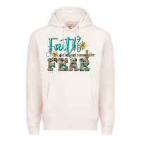 Pale Pink faith over fear with cross Premium Hoodie - BarkalooDesign