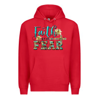 Red faith over fear with cross Premium Hoodie - BarkalooDesign