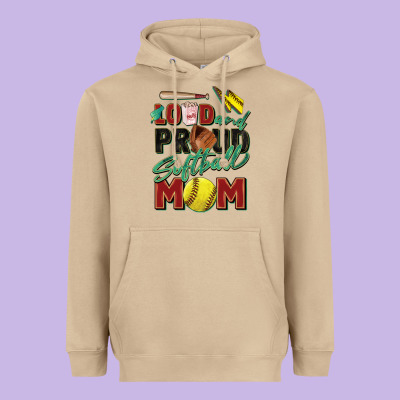 Loud And Proud Softball Mom Heavyweight Hoodie Designed By Zillion Design Studio