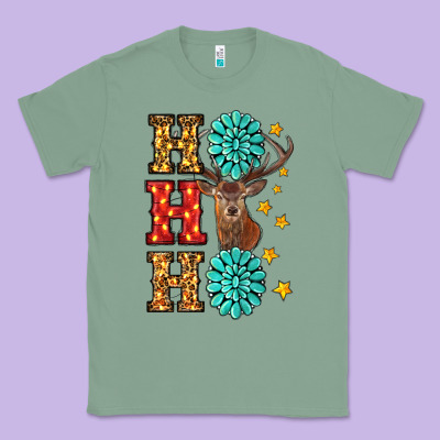 Gemstone And Reindeer Christmas Ho Ho Ho Classic Tee Designed By Ranaportraitstore