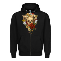 Black Triangle Flower Skeletons Zipper Hoodie - RanaPortraitStore