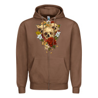 Chestnut Triangle Flower Skeletons Zipper Hoodie - RanaPortraitStore