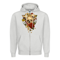 Dove Grey Triangle Flower Skeletons Zipper Hoodie - RanaPortraitStore