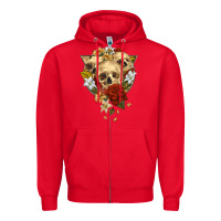 Red Triangle Flower Skeletons Zipper Hoodie - RanaPortraitStore