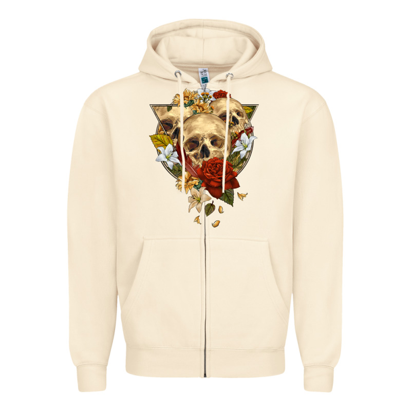 Triangle Flower Skeletons Zipper Hoodie by RanaPortraitStore | Teevron