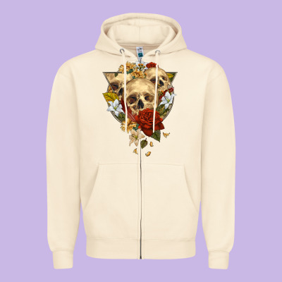 Zipper Hoodie Triangle Flower Skeletons