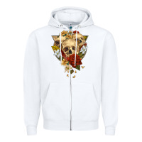 White Triangle Flower Skeletons Zipper Hoodie - RanaPortraitStore