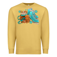 Antique Gold Winter Ice Skating Boots And Coffee Premium Sweatshirt - FaDigitalArtStudio
