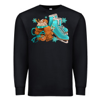 Black Winter Ice Skating Boots And Coffee Premium Sweatshirt - FaDigitalArtStudio