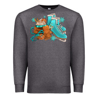 Charcoal Heather Winter Ice Skating Boots And Coffee Premium Sweatshirt - FaDigitalArtStudio
