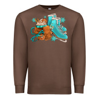 Chestnut Winter Ice Skating Boots And Coffee Premium Sweatshirt - FaDigitalArtStudio