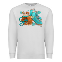 Dove Grey Winter Ice Skating Boots And Coffee Premium Sweatshirt - FaDigitalArtStudio