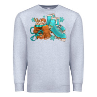 Heather Grey Winter Ice Skating Boots And Coffee Premium Sweatshirt - FaDigitalArtStudio