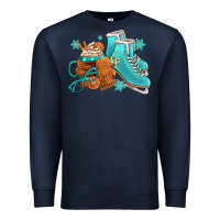 Navy Winter Ice Skating Boots And Coffee Premium Sweatshirt - FaDigitalArtStudio