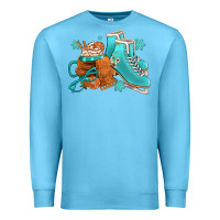 Ocean Blue Winter Ice Skating Boots And Coffee Premium Sweatshirt - FaDigitalArtStudio