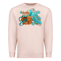 Pale Pink Winter Ice Skating Boots And Coffee Premium Sweatshirt - FaDigitalArtStudio