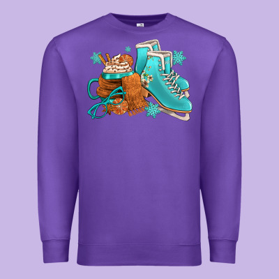 Winter Ice Skating Boots And Coffee Premium Sweatshirt Designed By Fadigitalartstudio