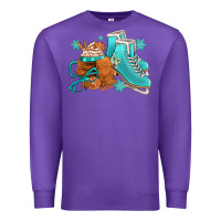 Purple Winter Ice Skating Boots And Coffee Premium Sweatshirt - FaDigitalArtStudio