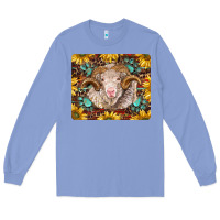 Colony Blue merino ram with sunflowers and gemstone mousepad Long Sleeve Tee - BarkalooDesign