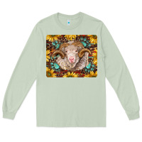 Matcha merino ram with sunflowers and gemstone mousepad Long Sleeve Tee - BarkalooDesign