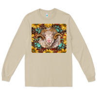 Mushroom merino ram with sunflowers and gemstone mousepad Long Sleeve Tee - BarkalooDesign
