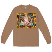 Toasted Coconut merino ram with sunflowers and gemstone mousepad Long Sleeve Tee - BarkalooDesign
