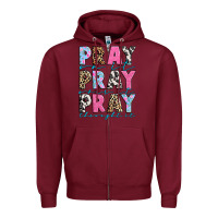 Burgundy pray on it pray over it pray throught it Zipper Hoodie - texasbilliewilder