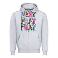 Heather Grey pray on it pray over it pray throught it Zipper Hoodie - texasbilliewilder