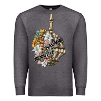 Charcoal Heather sensitive savage skeleton middle finger Premium Sweatshirt - FaDigitalArtStudio
