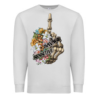 Dove Grey sensitive savage skeleton middle finger Premium Sweatshirt - FaDigitalArtStudio