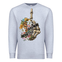Heather Grey sensitive savage skeleton middle finger Premium Sweatshirt - FaDigitalArtStudio