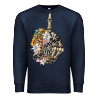 Navy sensitive savage skeleton middle finger Premium Sweatshirt - FaDigitalArtStudio