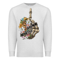 Oatmeal Heather sensitive savage skeleton middle finger Premium Sweatshirt - FaDigitalArtStudio