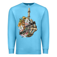 Ocean Blue sensitive savage skeleton middle finger Premium Sweatshirt - FaDigitalArtStudio