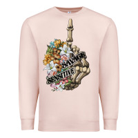 Pale Pink sensitive savage skeleton middle finger Premium Sweatshirt - FaDigitalArtStudio